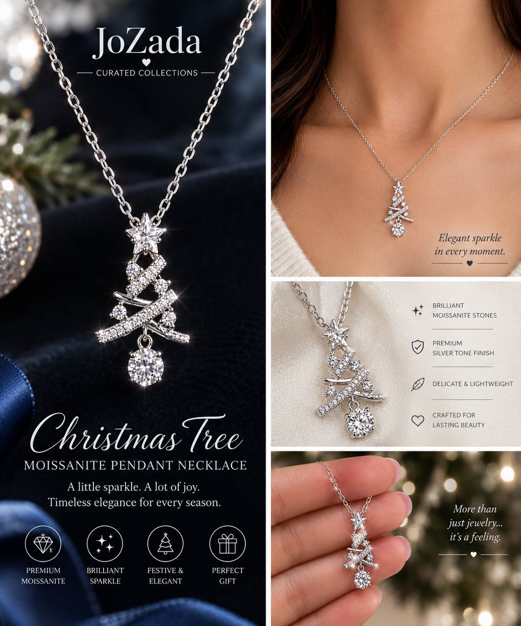 Moissanite - Christmas Tree Pendant Necklace