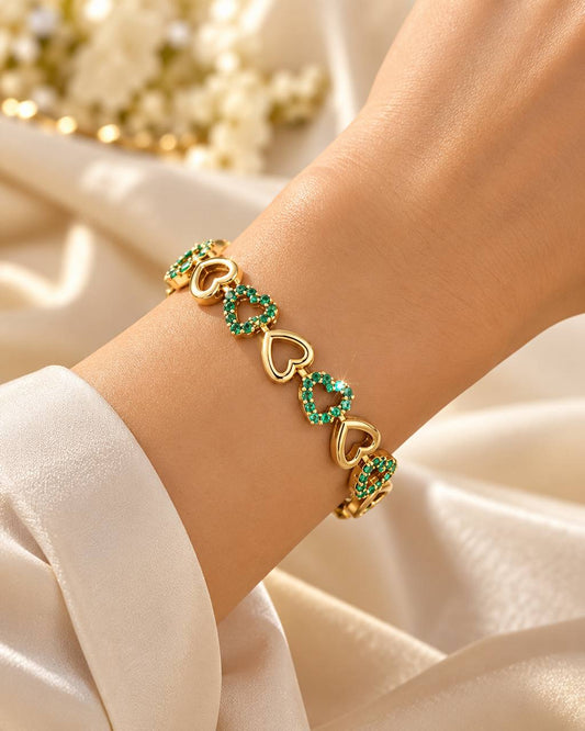 Emerald Heart Elegance Bracelet