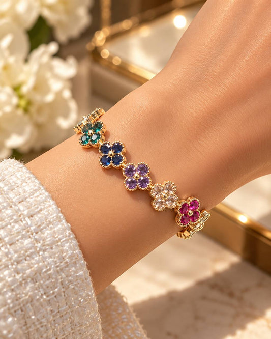 Golden Rainbow Four Leaf Bracelet
