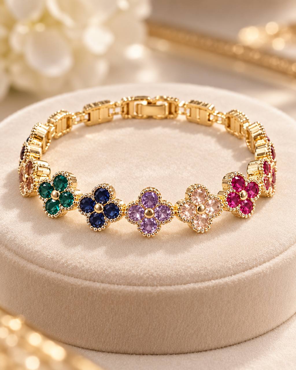 Golden Rainbow Four Leaf Bracelet