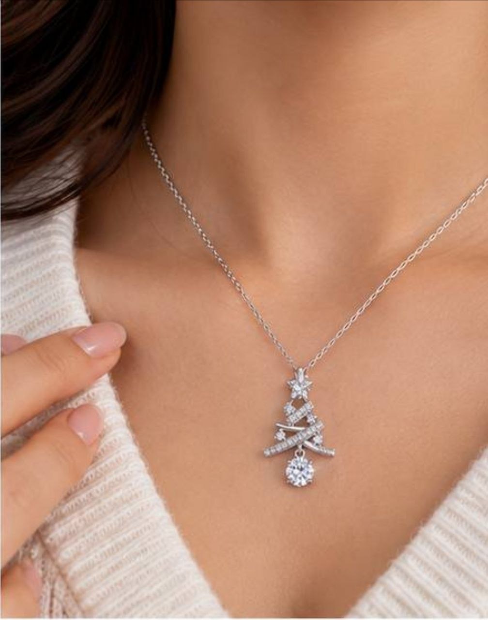 Moissanite - Christmas Tree Pendant Necklace