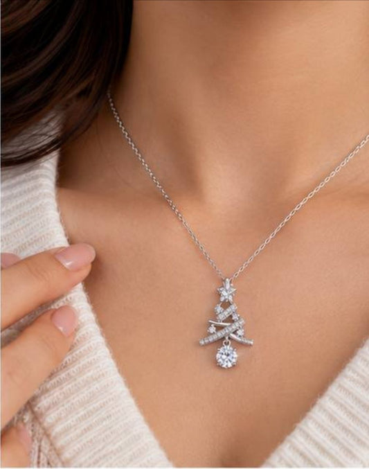 Moissanite - Christmas Tree Pendant Necklace
