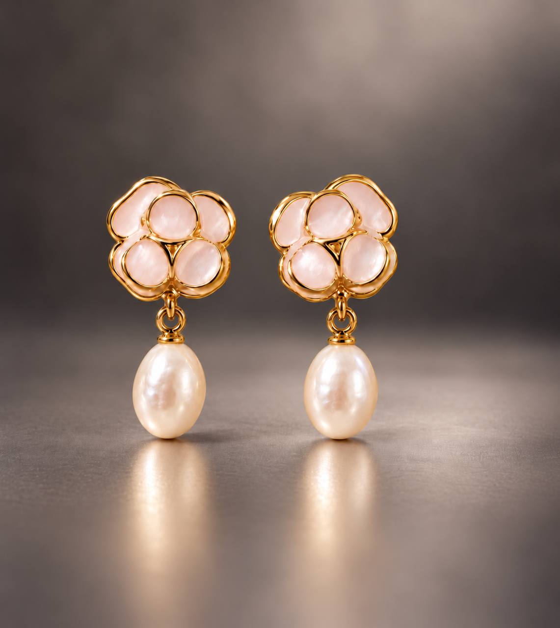 Pearl - Blush Pink Floral Freshwater Drop Earrings