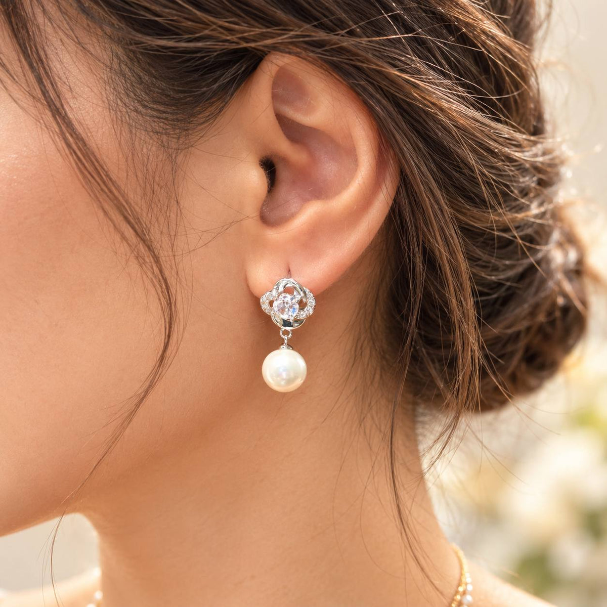 Pearl - Radiant Clover & Drop Earrings
